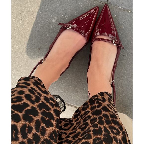 ZARA Cherry Red Patent Slingback Heels w/ Buckle Detail NWT (Sz 7.5) - Picture 5 of 16